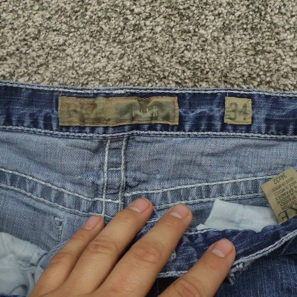 buckle Jeans mens 34X31 tyler Blue Denim Straight Leg Distressed - Picture 6 of 16